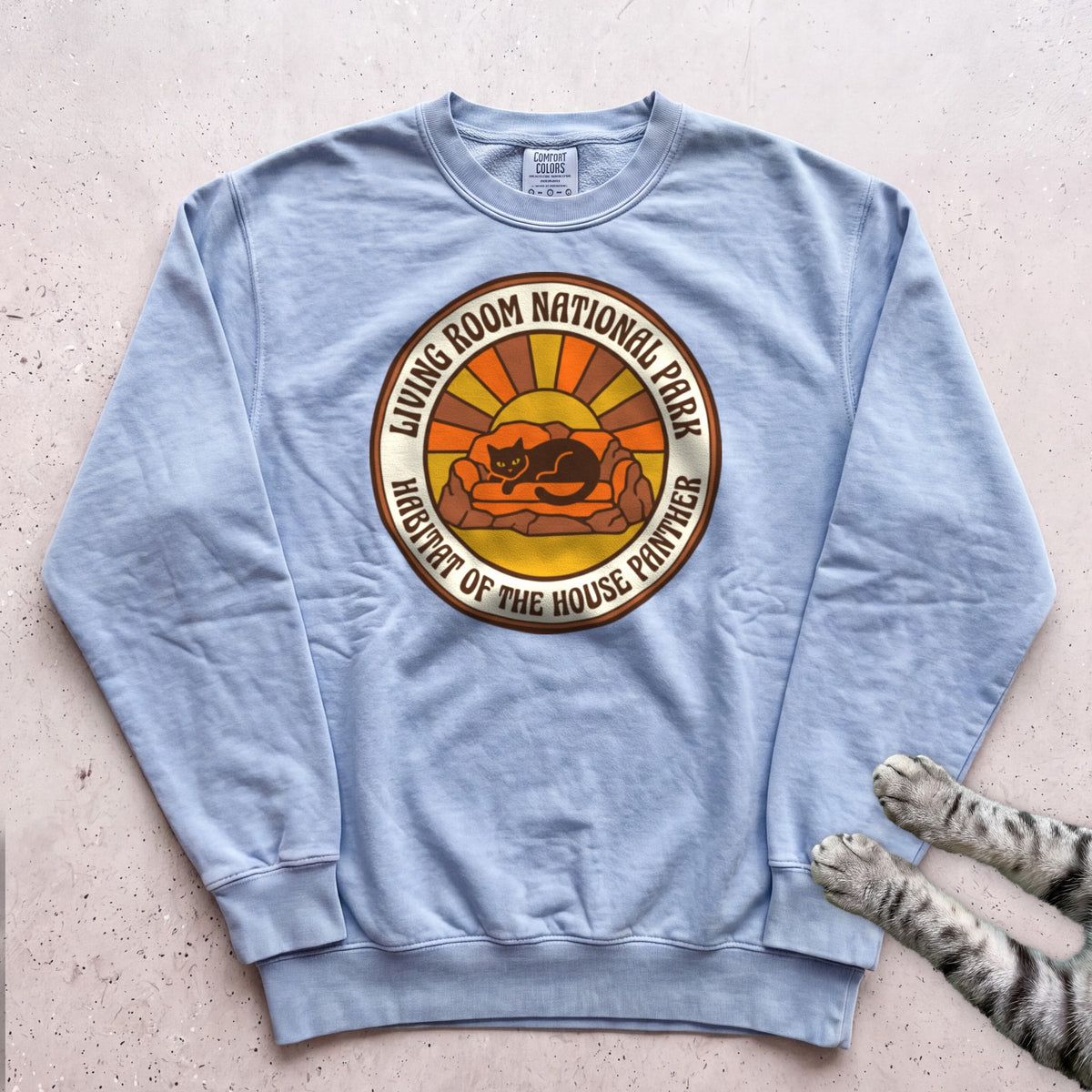 Living Room National Park Cat Sweatshirt - Chambray