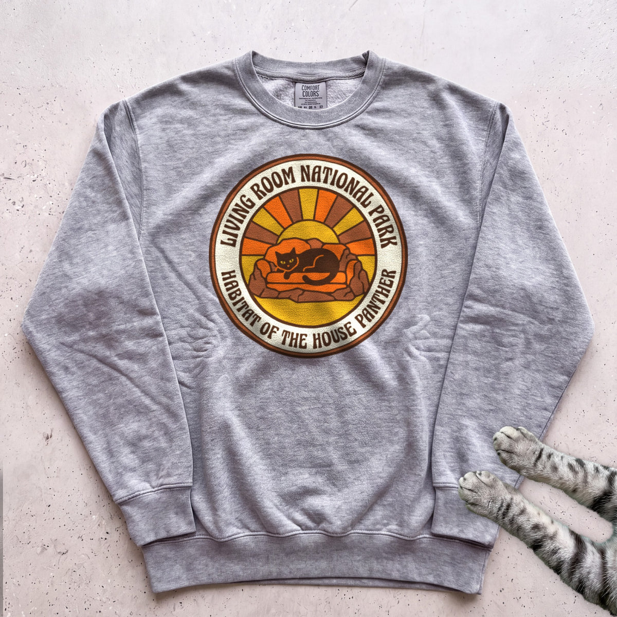Living Room National Park Cat Sweatshirt - Grey