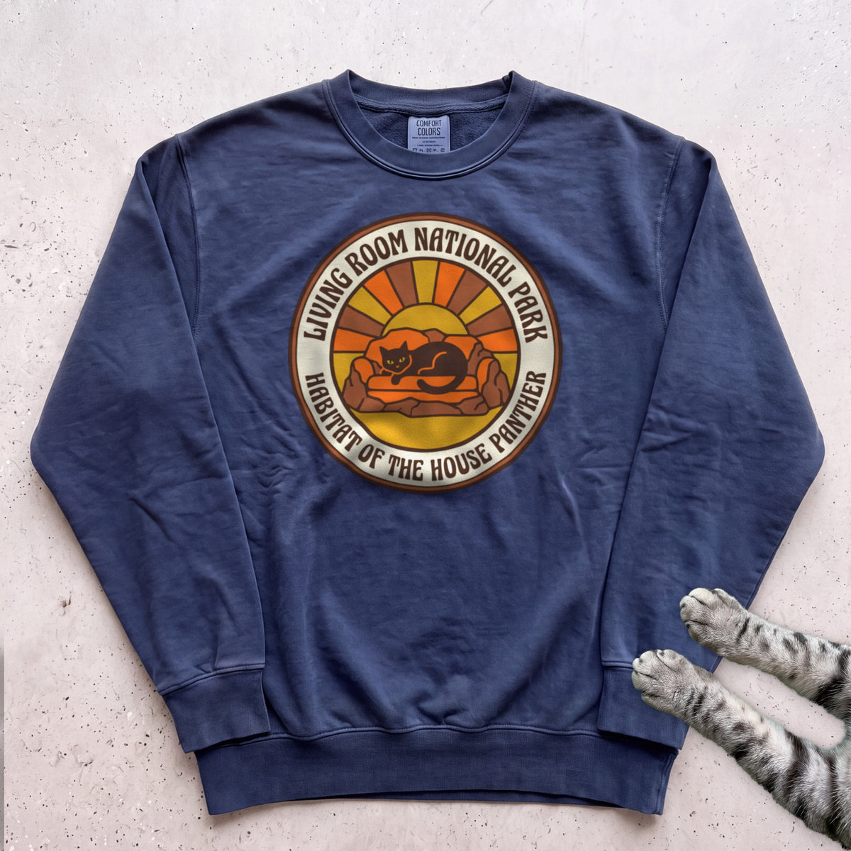 Living Room National Park Cat Sweatshirt - True Navy