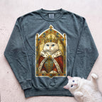 Medieval Cat Portrait Personalized Sweatshirt - Blue Spruce