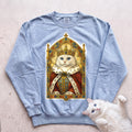 Medieval Cat Portrait Personalized Sweatshirt - Chambray