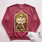 Medieval Cat Portrait Personalized Sweatshirt - Crimson