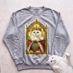 Medieval Cat Portrait Personalized Sweatshirt - Grey