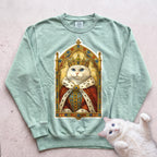 Medieval Cat Portrait Personalized Sweatshirt - Light Green
