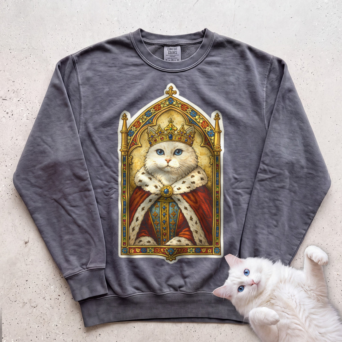 Medieval Cat Portrait Personalized Sweatshirt - Pepper
