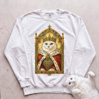 Medieval Cat Portrait Personalized Sweatshirt - White