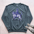 Medieval Knight Riding Cat Sweatshirt - Blue Spruce