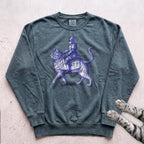 Medieval Knight Riding Cat Sweatshirt - Blue Spruce