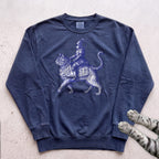 Medieval Knight Riding Cat Sweatshirt - True Navy