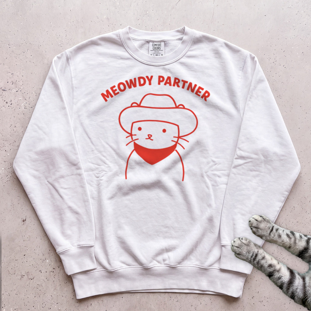 Meowdy Partner Cat Sweatshirt - White