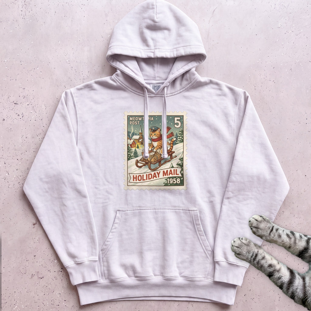 Meowtopia Post Stamp Cat Hoodie - White