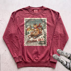 Meowtopia Post Stamp Cat Sweatshirt - Crimson