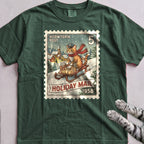 Meowtopia Post Stamp Cat T-Shirt - Blue Spruce