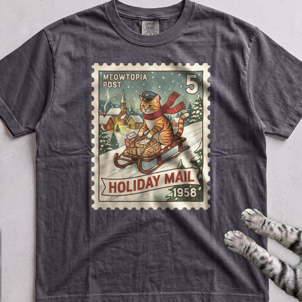 Meowtopia Post Stamp Cat T-Shirt - Pepper