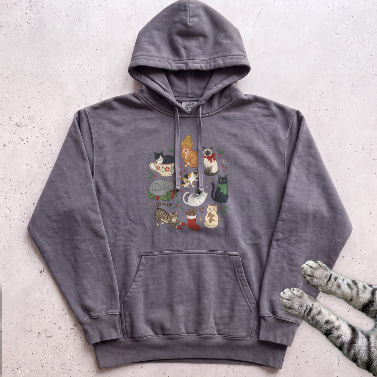 Meowy & Bright Cat Crew Hoodie - Pepper