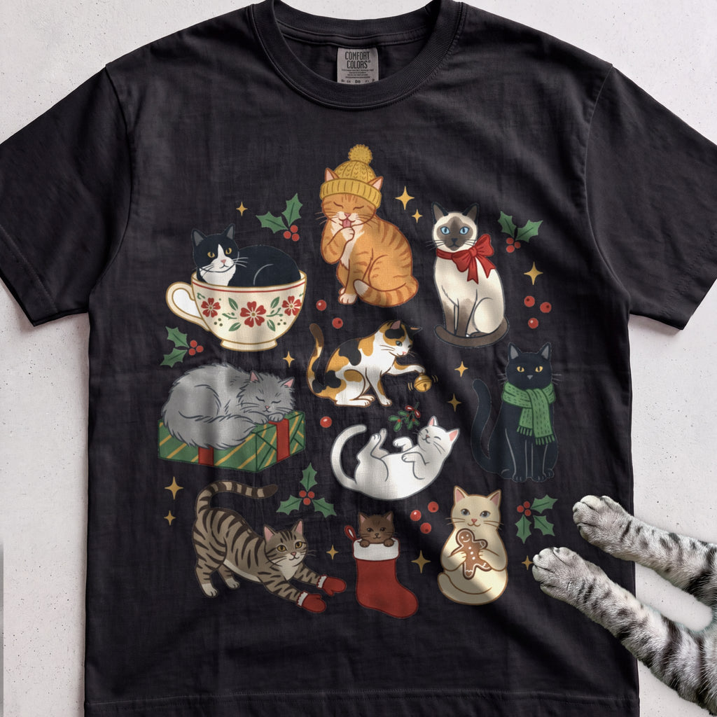 Meowy & Bright Cat Crew T-Shirt - Black