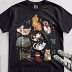 Meowy & Bright Cat Crew T-Shirt - Black