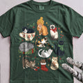 Meowy & Bright Cat Crew T-Shirt - Blue Spruce