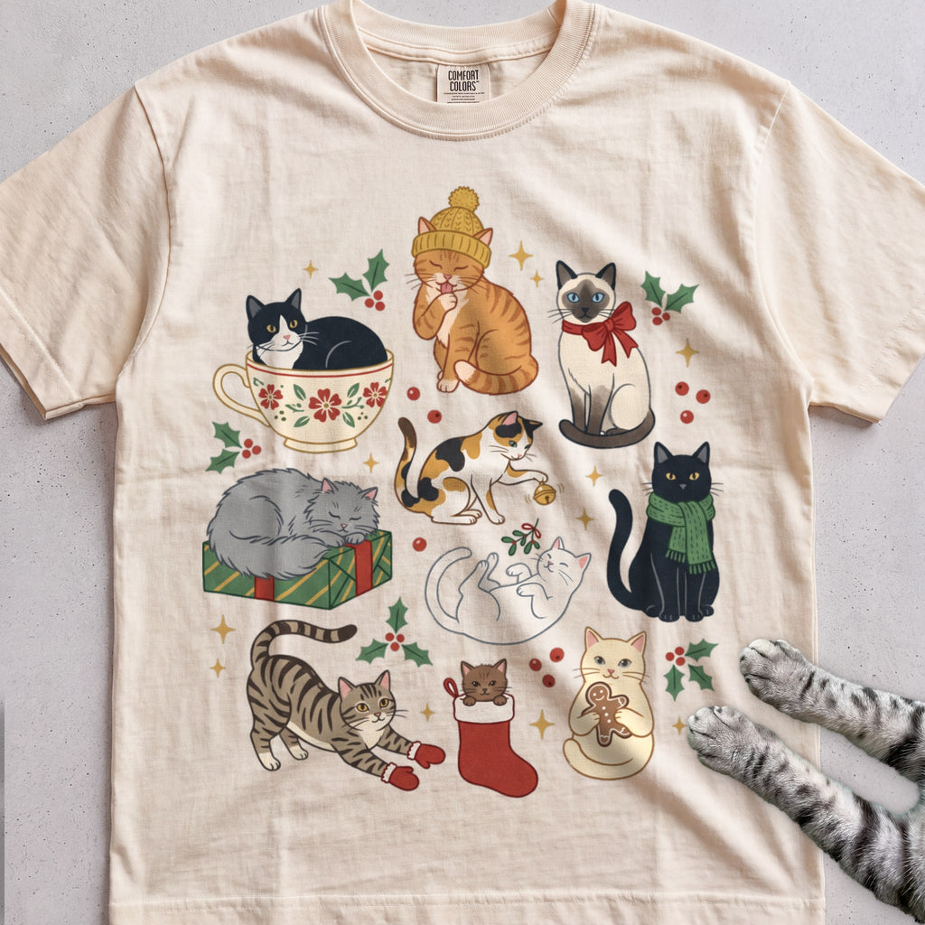 Meowy & Bright Cat Crew T-Shirt - Ivory