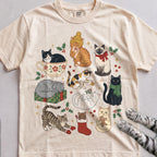 Meowy & Bright Cat Crew T-Shirt - Ivory