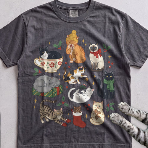 Meowy & Bright Cat Crew T-Shirt - Pepper