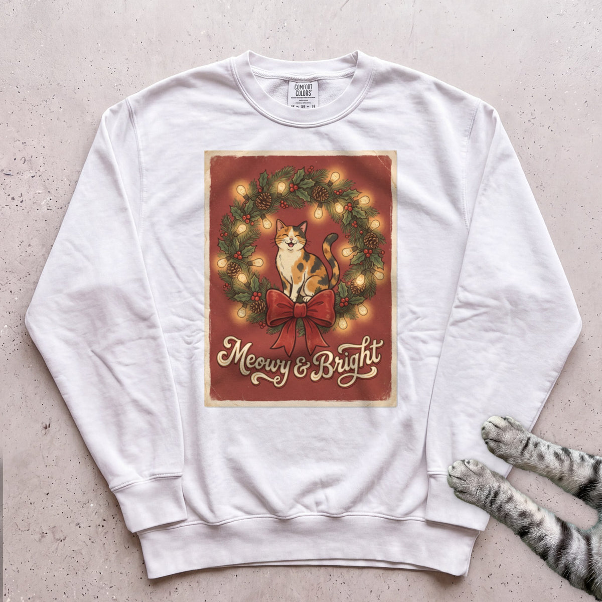 Meowy & Bright Cat Sweatshirt - White