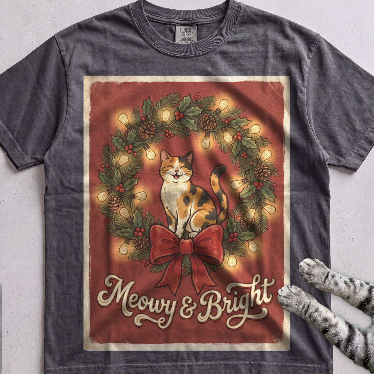 Meowy & Bright Cat T-Shirt - Pepper