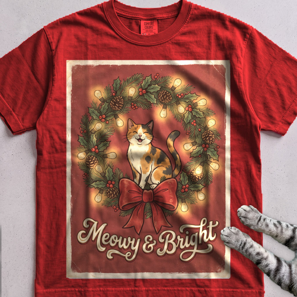 Meowy & Bright Cat T-Shirt - Red