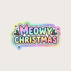 Meowy Christmas Holographic Sticker print detail