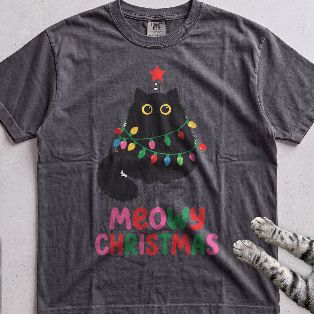 Meowy Christmas Lights Cat T-Shirt - Pepper