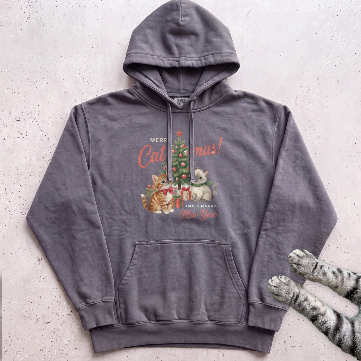 Merry Catmas & a Happy Mew Year Cat Hoodie - Pepper