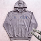 Minimal Cute Kitty Blocks Hoodie - Grey