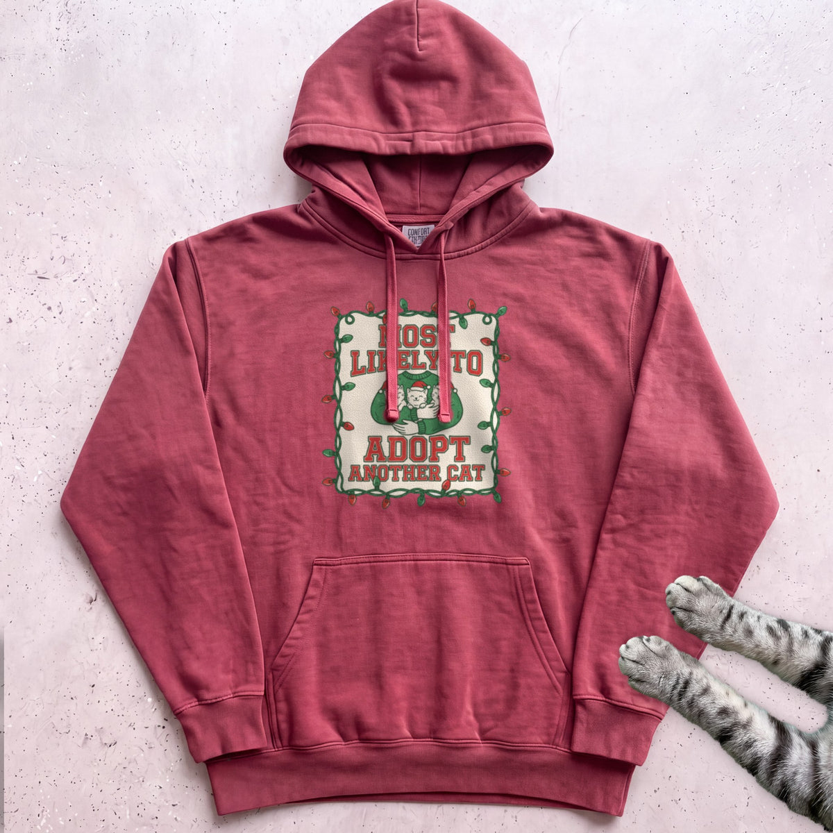 Most Likely To Adopt Another Cat Hoodie - Crimson