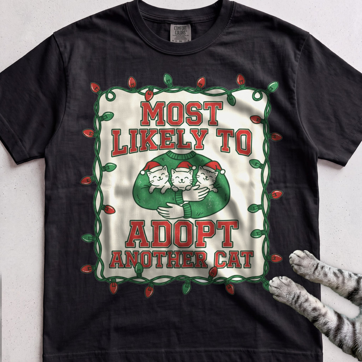 Most Likely To Adopt Another Cat T-Shirt - Black