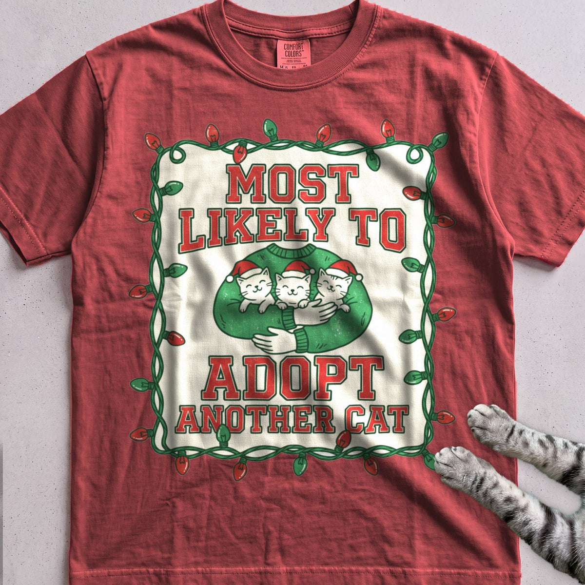 Most Likely To Adopt Another Cat T-Shirt - Crimson