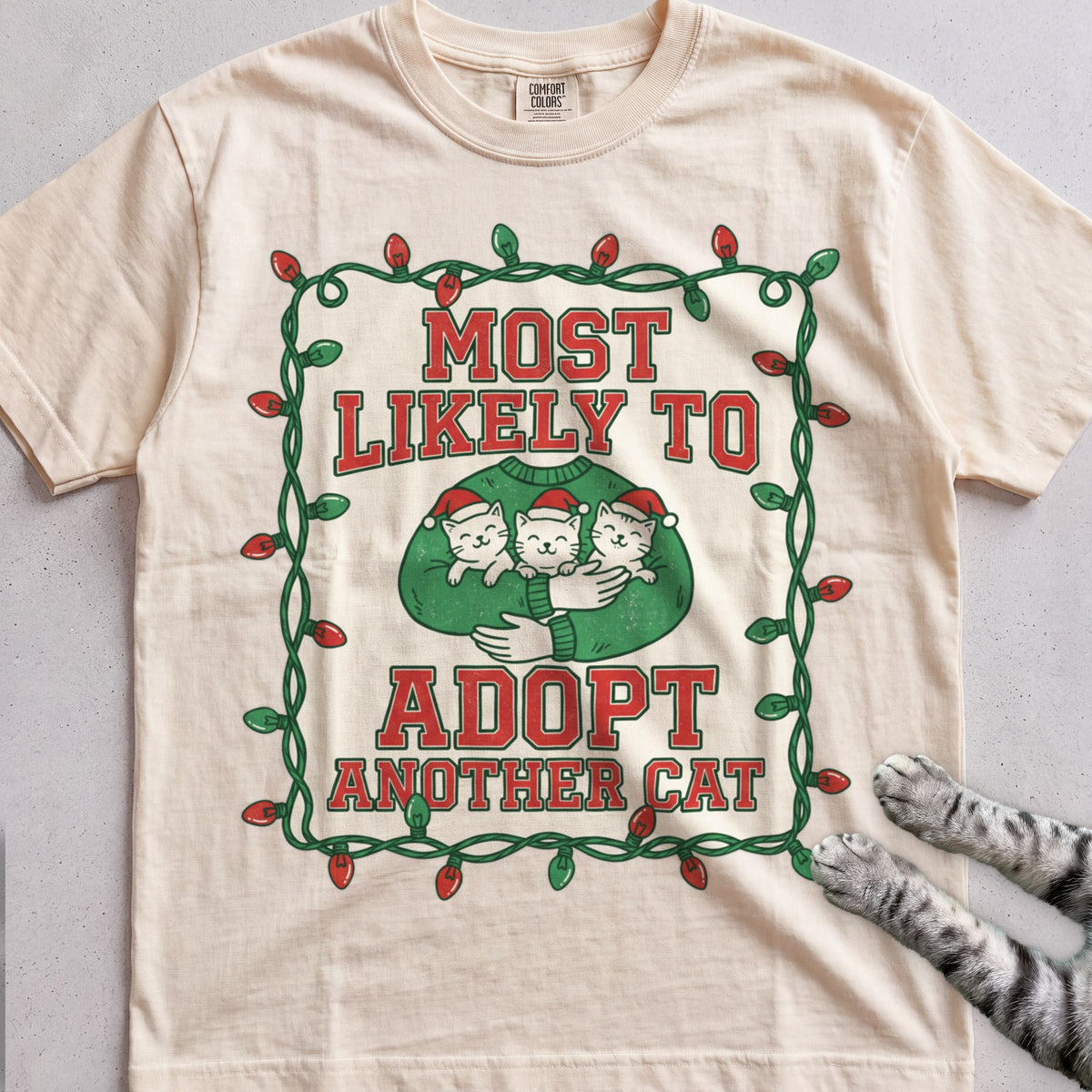 Most Likely To Adopt Another Cat T-Shirt - Ivory
