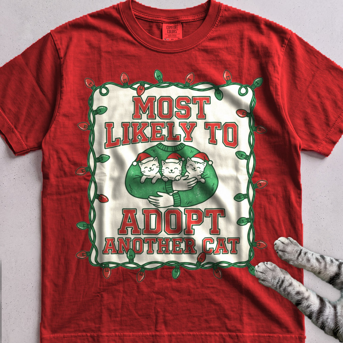 Most Likely To Adopt Another Cat T-Shirt - Red
