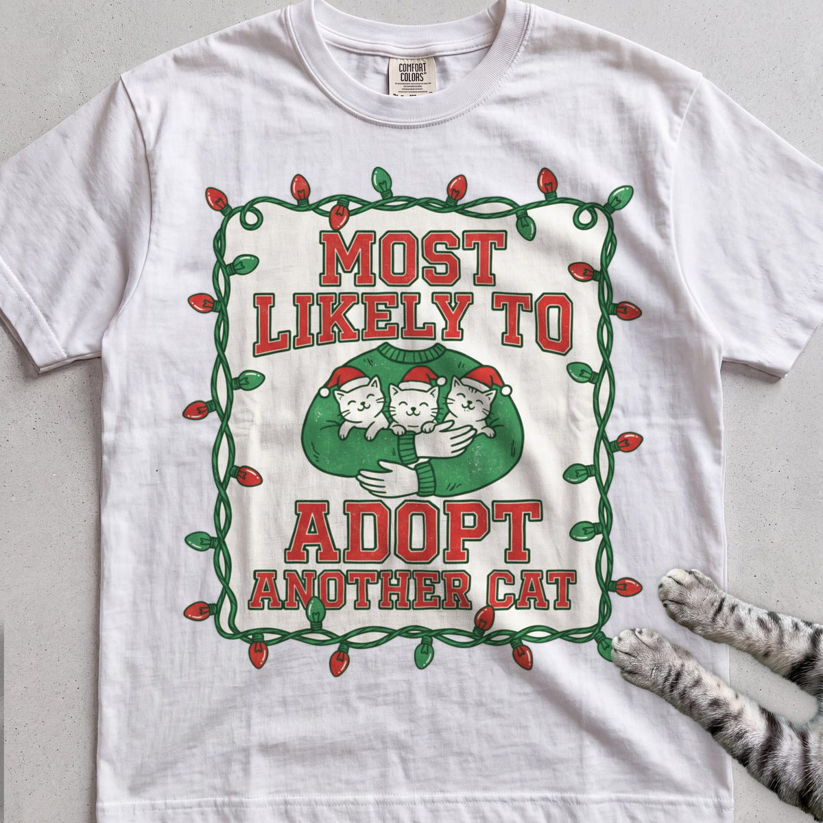 Most Likely To Adopt Another Cat T-Shirt - White