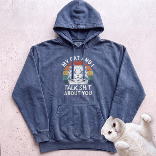 My Cat and I Talk About You Personalized Hoodie - Denim