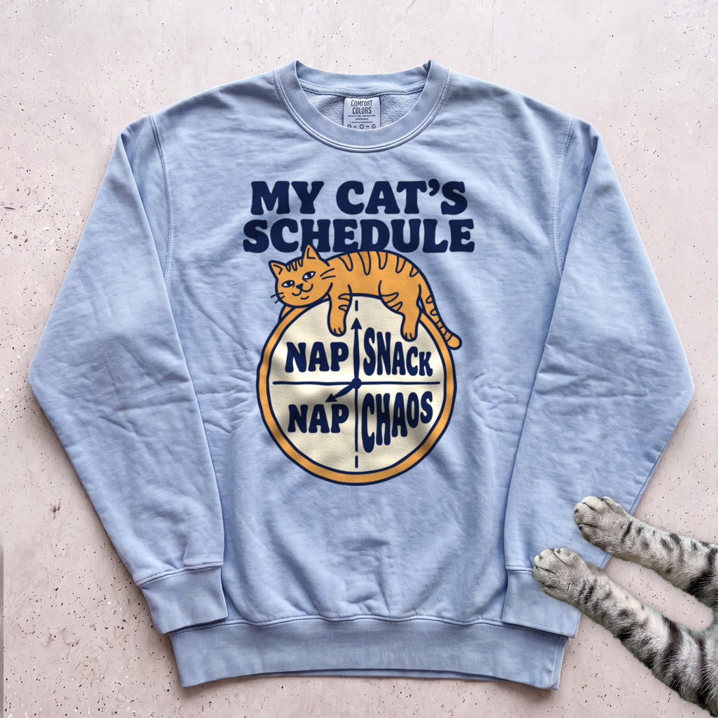 My Cat's Schedule Sweatshirt - Chambray