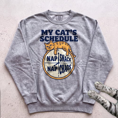 My Cat's Schedule Sweatshirt - Grey