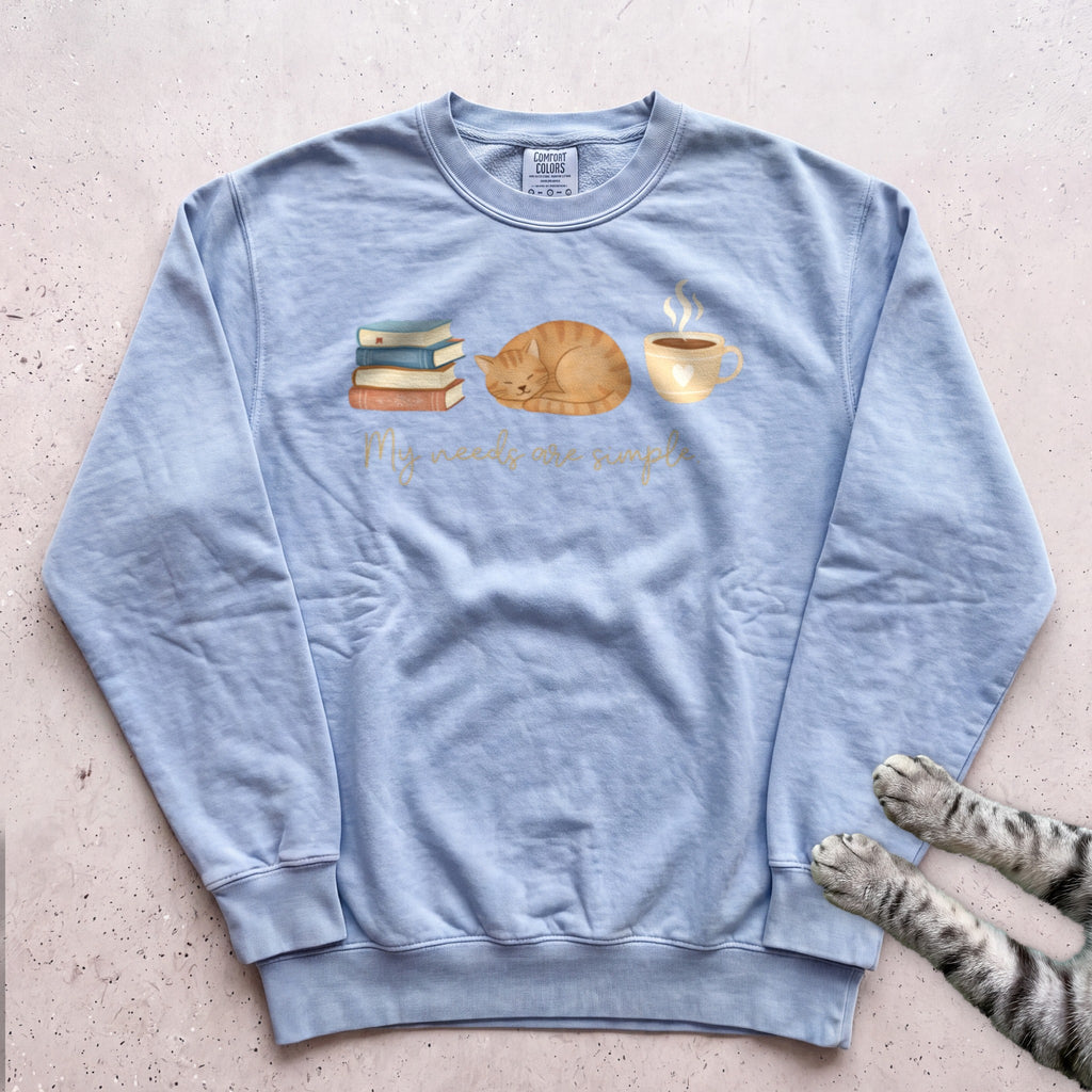 My Needs are Simple Cat Sweatshirt - Chambray