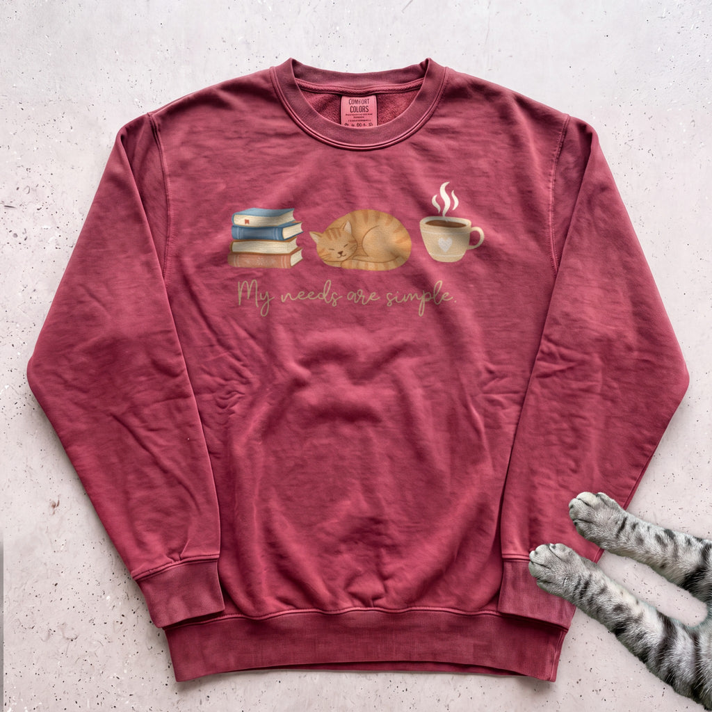 My Needs are Simple Cat Sweatshirt - Crimson