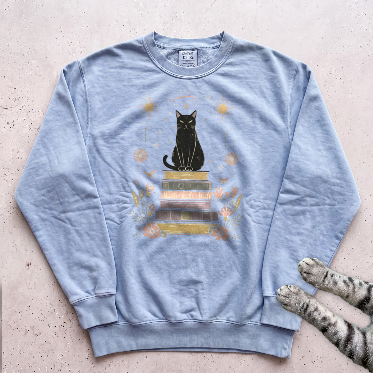 Mystic Cat on Books Sweatshirt - Chambray