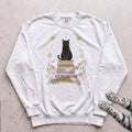Mystic Cat on Books Sweatshirt - White