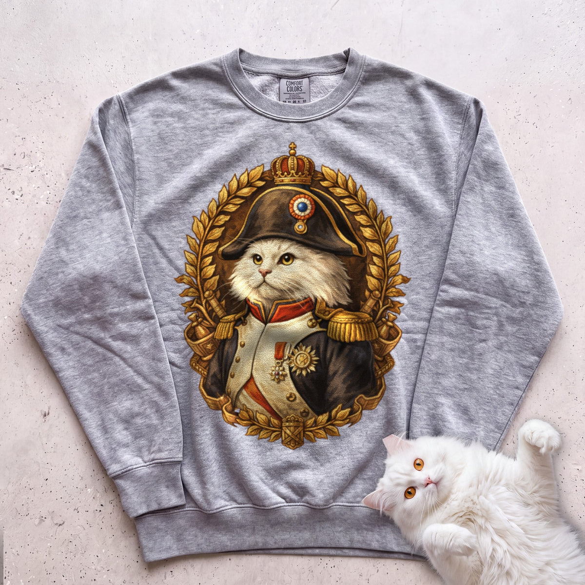 Napoleon Custom Personalized Cat Sweatshirt - Grey