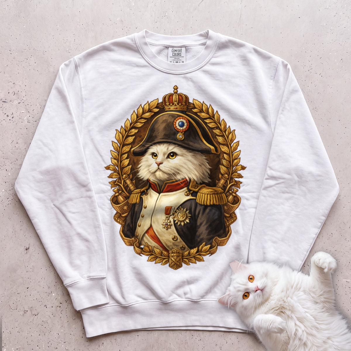 Napoleon Custom Personalized Cat Sweatshirt - White