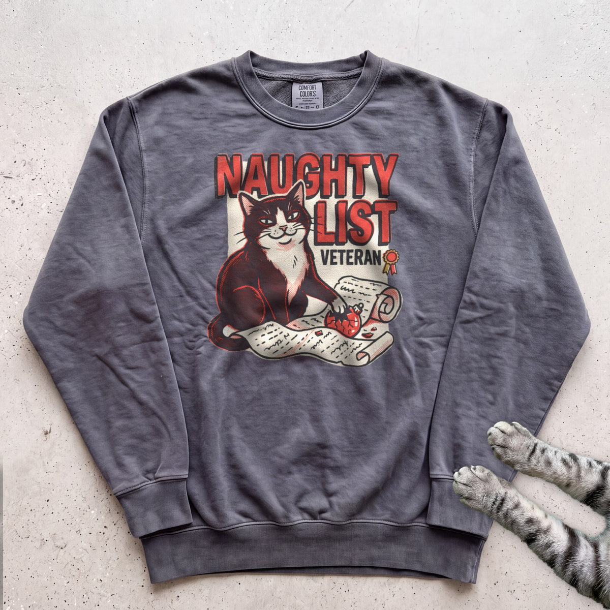 Naughty List Veteran Cat Sweatshirt - Pepper