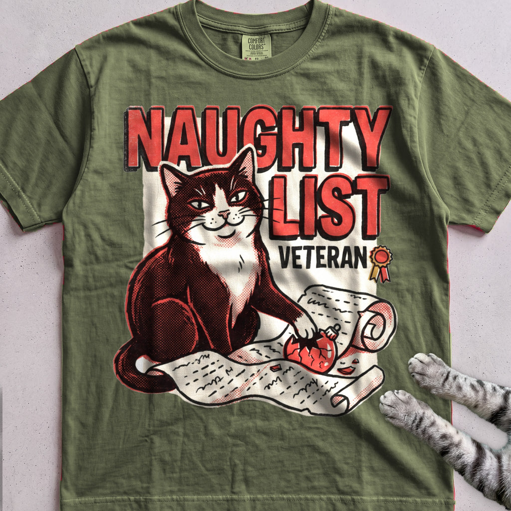 Naughty List Veteran Cat T-Shirt - Hemp