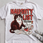 Naughty List Veteran Cat T-Shirt - White